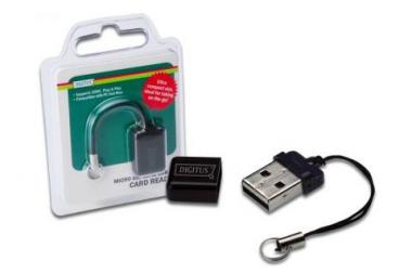DIGITUS Micro SD USB 2.0 Card Reader/Writer - Long Stay, for Micro SD (T-Flash) cards SDHC support, DA-70314-1 