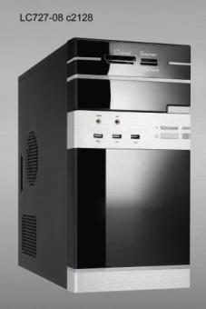 Linkworld case 727-08A-U(3.0) Micro ATX, black/silver,Card reader, 3xUSB3.0, Audio, PSU 3xIDE, 2xSATA, 1xPCIx, 500W silent 120mm, PFC, CE, Thermal control 