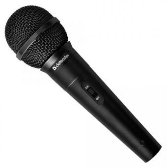 DEFENDER Karaoke microphone 100Hz - 13KHz, cable 5m, 3.5mm jack with 6.25mm adapter jack, black, MIC130 