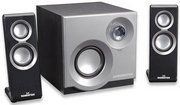 MANHATTAN  3050 Series 2.1 Speaker System, 2 Satellites + 1 Subwoofer ,  Black/silver, 161701 