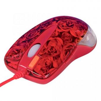 A4Tech mouse, Wired Laser mouse Red rose, USB, X6-999D 