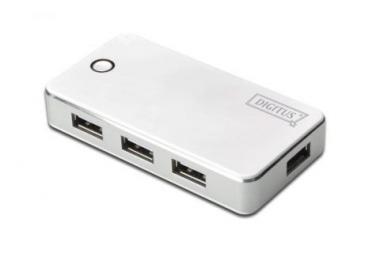 DIGITUS USB 2.0 Hub 7-port white, 7x USB A/F, 1x USB mini,incl. USB cable A/mini 1m ext. power supply 5V DC 3.5, DA-70223 