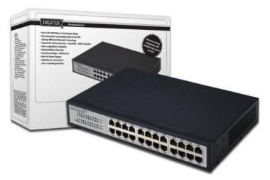DIGITUS Fast Ethernet Switch N-Way 24-port, 10/100 Mbps, 24x RJ45, Desktop Version Rack Mount Kit Included, DN-60021-1 