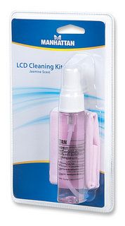 MANHATTAN LCD cleaning kit, Alcohol-free, Includes Cleaning Solution and Anti-microbial Cloth, Unscented, Jasmine Scent, 404198 