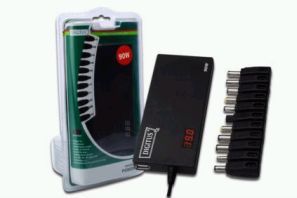 DIGITUS Power Adaptor AC/DC 90W for Notebook, Super Slim, LED display,USB port(5V1A),11xTips OP:15/16/18/18,5/19/19,5/20V, DA-10090 