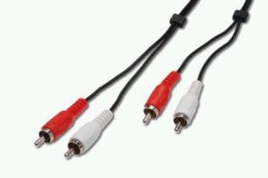 ASSMANN Audio connection cable, stereo 2x RCA, M/M, 10.0m, stereo, shielded, black, AK-101008 