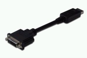 ASSMANN DisplayPort adapter cable, DP - DVI (24+5), M/F, 0.15m, w/interlock, DP 1.2 compatible, AK-340401-001-S 