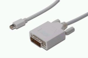 ASSMANN DisplayPort adapter cable, mini DP - DVI(24+1), M/M, 2.0m, DP 1.1a compatible, AK-340305-020-W 