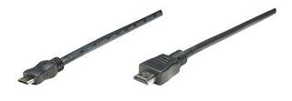 MANHATTAN HDMI Cable, 1.8m, mini HDMI Male to HDMI Male, Shielded, Black,  304955 
