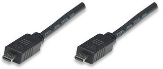 MANHATTAN Micro HDMI Male to Micro HDMI Male, Shielded, Black, 1.0m, Black, 326636 