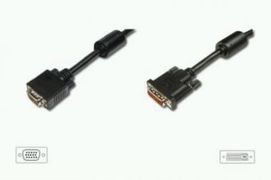 ASSMANN  DVI / VGA adapter cable, DVI(24+5) - HD15, 2x ferrit, M/M, 3.0m, DVI-I dual link, AK-320300-030-S 