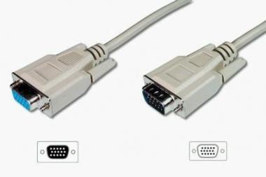 ASSMANN VGA Monitor extension cable, HD15, M/F, 1.8m grey, AK-310200-018-E 