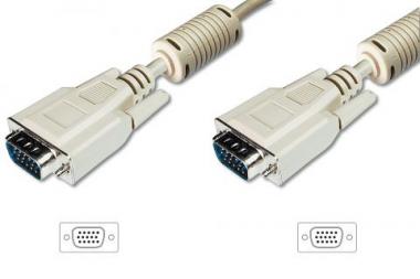 ASSMANN VGA Monitor connection cable, HD15, M/M, 15.0m, 3Coax/7C, 2xferrite grey, DB-310103-150-E 