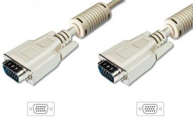 ASSMANN VGA Monitor connection cable, HD15, M/M, 20.0m, 3Coax/7C, 2xferrite grey, AK-310103-200-E 