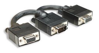 MANHATTAN, SVGA Y  cable 0.15m, M/2F, HD15 male to dual HD15 female, can be used as a VGA splitter, 304559 