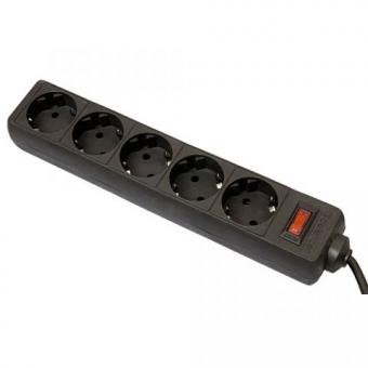 DEFENDER Surge protector for 5 sockets, cable 1.8m. Black with grounded connection and safety switch, Schuko - C13, ES2BL 99484 4712279994848 