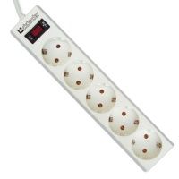 DEFENDER Surge protector for 5 sockets, cable 1.8m. with grounded connection and safety switch, Schuko - C13, ES2 99481 4712279994817 