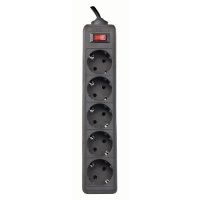 DEFENDER Surge protector for 5 sockets, cable 3.0m. Black with grounded connection and safety switch, Schuko - C13, ES3BL 99485 4712279994855 