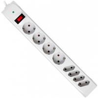 DEFENDER Surge protector for 8 sockets (4x C13 + 4x Euro) , cable 2.0m. with grounded connection and safety switch, Schuko - C13 + Euro, DFS301 