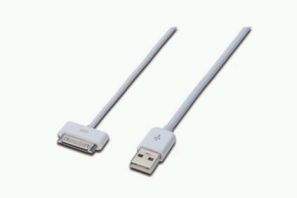 DIGITUS Apple Dock charger/data cable, Apple 30pin - USB A, M/M, 0.5m, USB 2.0 compatible UL, Apple certified, DA-600100-005-W 