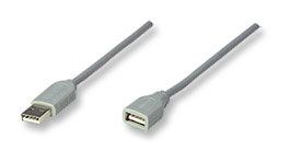 MANHATTAN USB extension cable , USB 2.0, A Male / A Female,grey, 1.8m., 301930 