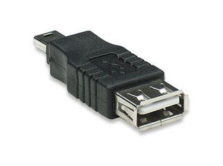MANHATTAN, Hi-Speed USB Adapter, A Female / Mini-B Male, Black, 308342 