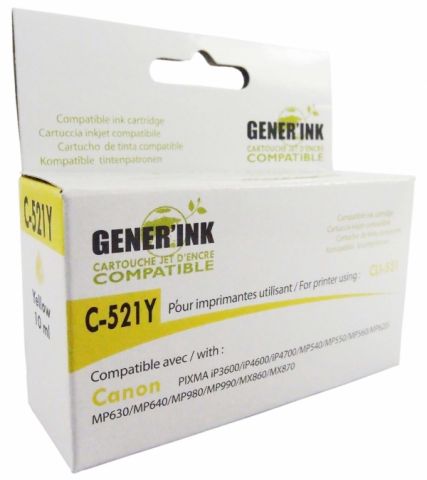GENERINK, CANON CLI 521 Y Yellow with chip, CJ521Y 