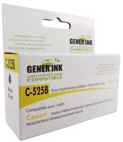 GENERINK CANON IP4850/MG5150, PGI-525BK, BLACK + CHIP, CJ525B 