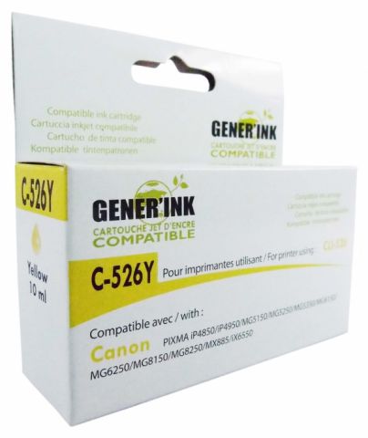 GENERINK, CANON MG5150/5250, CLI-526Y, Yellow + CHIP, CJ526Y 