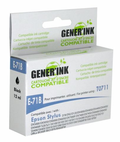 GENERINK, EPSON ST. D78, T0711, C13T07114010, Black, with CHIP, EJ71B 