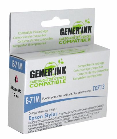 GENERINK, EPSON ST. D78, T0713, C13T07114010, Magenta, with CHIP, EJ71M 