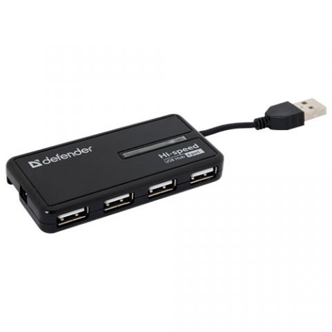 DEFENDER USB HUB mini 4 ports, USB 2.0, USB powered, QUADRO-LIGHT 