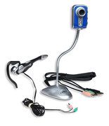 MANHATTAN Mega Cam, Hi-Speed USB 2.0, Headset, Built-In Lighting, 1.3 M Pixels, silver, 460422 