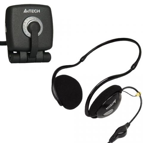 A4Tech PC camera microphone,  PK836MJ+stereophonic headset A4Tech HS-26 