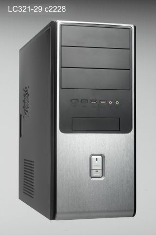 Linkworld case 3210-29 Midi ATX, black/silver, 2xUSB, Audio, PSU 3xIDE, 2xSATA,PCI, 420W silent 120mm, CE, Thermal control 