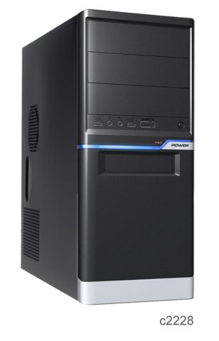 Linkworld case 3261-23U Midi ATX, black/silver, 2 x USB, audio. PSU 2 x IDE, 3 x SATA. 420W, 120mm Silent 