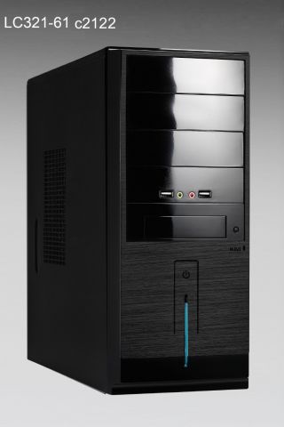 Linkworld case 321-61U Midi ATX, black, 2 x USB, audio. PSU 2 x IDE, 3 x SATA. 420W, 120mm Silent 