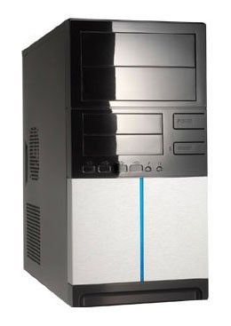 Linkworld case 437-18U/A Micro ATX, piano glossy black/silver and with blue light, 2 x USB, audio. PSU 2 x IDE, 3 x SATA. 500W, 120mm Silent 