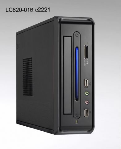 Linkworld 820-01B Mini ITX Case, Card reader,  2x USB, Audio(AC97+HD) on Front, external power adapter, black 