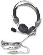 MANHATTAN Stereo earphones with microphone, metal case, sound adjuster, 175517 