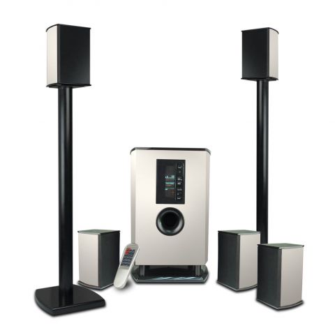 MIYAKO A-900CEV 5.1 Home cinema speaker system, Remote contror, color LCD screen (wooden sub. 120W RMS + wooden sat. 5*40W RMS), embeded amplifier, all cables included (PC and DVD), shielded 