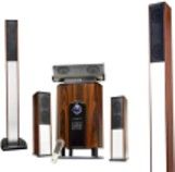 MIYAKO A-915CEV 5.1 Home cinema speaker system, remote control, color LCD screen (wooden sub. 100W RMS + wooden sat. 5*40W RMS), embeded amplifier, all cables included (PC and DVD), shielded 