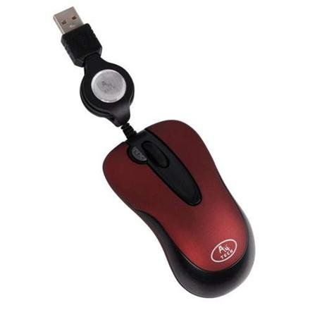A4Tech mouse, optical, mini, 800dpi, 2xClick button, retractable cable, red, USB, X5-60MD-3 