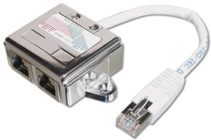 ASSMANN 5e Patch Cable Adapter, shielded, 2x RJ45 Female to 1x RJ45 Male Cable length 0.19m, AT-AG CX2CAT 