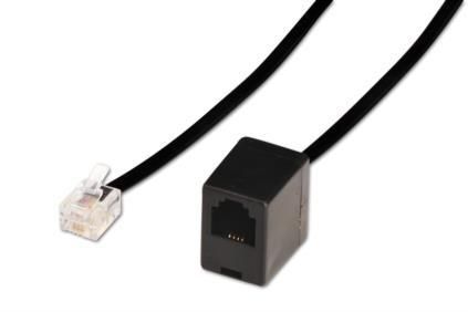 ASSMANN Telephone extension cable, RJ11, 3.00m, 4x7x0.12mm, unshielded, M/F, Flat cable, black, AK-117025 