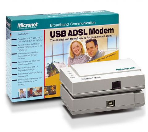 MICRONET SP3302/A ADSL USB Modem, download 8 Mbps and upload 1Mbps, Connexant Chipset 