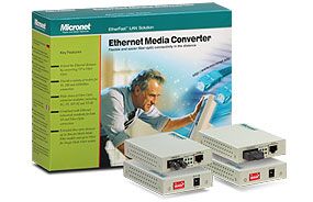 MICRONET SP373A 100BASE-TX to 100BASE-FX Converter, RJ45 to Fiber-Optic ST, Multi-Mode 