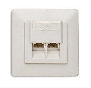INTELLINET Cat5e Wall Plate, Flush Mount, 2-Port, UTP, Ivory, 408431 