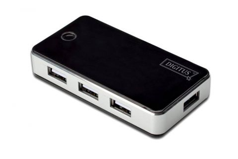 DIGITUS USB 2.0 Hub 7-port white, 7x USB A/F, 1x USB mini,incl. USB cable A/mini 1m ext. power supply 5V DC 3.5, DA-70222 