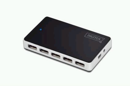 DIGITUS USB 2.0 Hub 10-port, 10xUSB A/F, 1x USB mini,incl. USB cable A/mini 1m & ext. power supply 5V DC 4A<br />, DA-70229 
